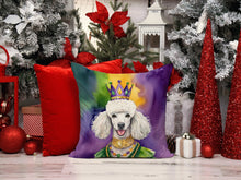 Load image into Gallery viewer, White Poodle King of Mardi Gras Throw Pillow - 14x14 Decorative Pillow – Art for Your Home &amp; Patio