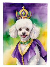 Load image into Gallery viewer, White Poodle King of Mardi Gras House Flag