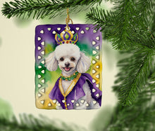 Load image into Gallery viewer, White Poodle King of Mardi Gras Porcelain Ornament