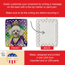 Load image into Gallery viewer, White Poodle King of Mardi Gras Porcelain Ornament