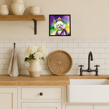 Load image into Gallery viewer, White Poodle King of Mardi Gras Framed Metal Print