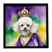 Load image into Gallery viewer, White Poodle King of Mardi Gras Framed Metal Print