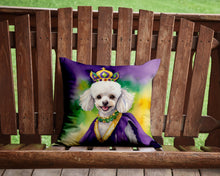 Load image into Gallery viewer, White Poodle King of Mardi Gras Throw Pillow - 14x14 Decorative Pillow – Art for Your Home &amp; Patio