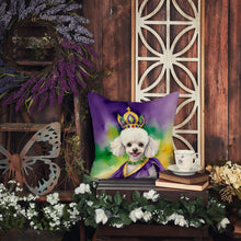 Load image into Gallery viewer, White Poodle King of Mardi Gras Throw Pillow - 14x14 Decorative Pillow – Art for Your Home &amp; Patio