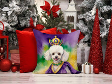 Load image into Gallery viewer, White Poodle King of Mardi Gras Throw Pillow - 14x14 Decorative Pillow – Art for Your Home &amp; Patio