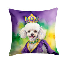 Load image into Gallery viewer, White Poodle King of Mardi Gras Throw Pillow - 14x14 Decorative Pillow – Art for Your Home &amp; Patio