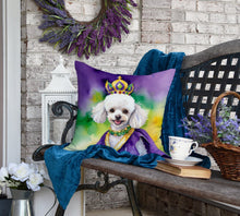 Load image into Gallery viewer, White Poodle King of Mardi Gras Throw Pillow