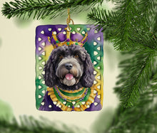 Load image into Gallery viewer, Portuguese Water Dog King of Mardi Gras Porcelain Ornament