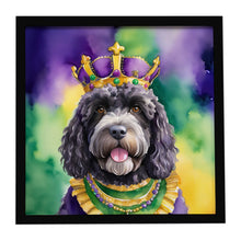 Load image into Gallery viewer, Portuguese Water Dog King of Mardi Gras Framed Metal Print