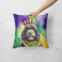 Load image into Gallery viewer, Portuguese Water Dog King of Mardi Gras Throw Pillow