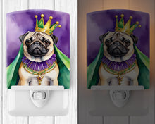 Load image into Gallery viewer, Pug King of Mardi Gras Ceramic Night Light