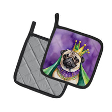 Load image into Gallery viewer, Pug King of Mardi Gras Pot Holders - Set of 2 Decorative Kitchen Helpers | Made in the USA