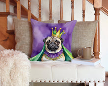 Load image into Gallery viewer, Pug King of Mardi Gras Throw Pillow - 14x14 Decorative Pillow – Art for Your Home &amp; Patio