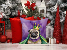 Load image into Gallery viewer, Pug King of Mardi Gras Throw Pillow - 14x14 Decorative Pillow – Art for Your Home &amp; Patio