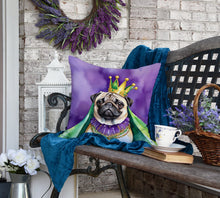 Load image into Gallery viewer, Pug King of Mardi Gras Throw Pillow