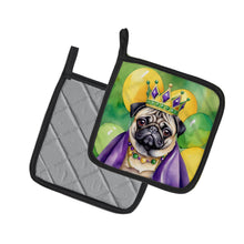Load image into Gallery viewer, Pug King of Mardi Gras Pot Holders - Set of 2 Decorative Kitchen Helpers | Made in the USA