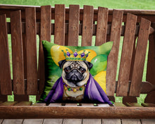 Load image into Gallery viewer, Pug King of Mardi Gras Throw Pillow - 14x14 Decorative Pillow – Art for Your Home &amp; Patio