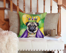 Load image into Gallery viewer, Pug King of Mardi Gras Throw Pillow - 14x14 Decorative Pillow – Art for Your Home &amp; Patio