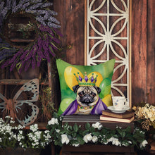 Load image into Gallery viewer, Pug King of Mardi Gras Throw Pillow - 14x14 Decorative Pillow – Art for Your Home &amp; Patio