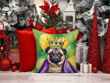 Load image into Gallery viewer, Pug King of Mardi Gras Throw Pillow - 14x14 Decorative Pillow – Art for Your Home &amp; Patio