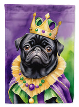 Load image into Gallery viewer, Black Pug King of Mardi Gras House Flag