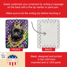Load image into Gallery viewer, Black Pug King of Mardi Gras Porcelain Ornament