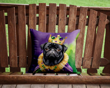Load image into Gallery viewer, Black Pug King of Mardi Gras Throw Pillow - 14x14 Decorative Pillow – Art for Your Home &amp; Patio