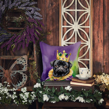 Load image into Gallery viewer, Black Pug King of Mardi Gras Throw Pillow - 14x14 Decorative Pillow – Art for Your Home &amp; Patio