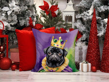 Load image into Gallery viewer, Black Pug King of Mardi Gras Throw Pillow - 14x14 Decorative Pillow – Art for Your Home &amp; Patio