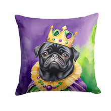 Load image into Gallery viewer, Black Pug King of Mardi Gras Throw Pillow - 14x14 Decorative Pillow – Art for Your Home &amp; Patio