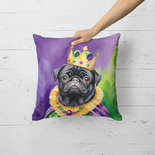 Load image into Gallery viewer, Black Pug King of Mardi Gras Throw Pillow