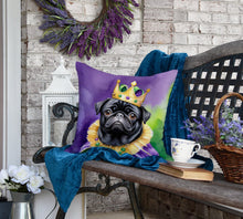 Load image into Gallery viewer, Black Pug King of Mardi Gras Throw Pillow