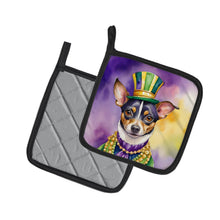 Load image into Gallery viewer, Rat Terrier King of Mardi Gras Pot Holders - Set of 2 Decorative Kitchen Helpers | Made in the USA