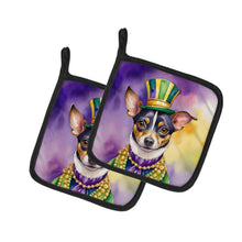Load image into Gallery viewer, Rat Terrier King of Mardi Gras Pot Holders - Set of 2 Decorative Kitchen Helpers | Made in the USA