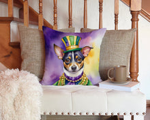 Load image into Gallery viewer, Rat Terrier King of Mardi Gras Throw Pillow - 14x14 Decorative Pillow – Art for Your Home &amp; Patio