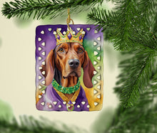 Load image into Gallery viewer, Redbone Coonhound King of Mardi Gras Porcelain Ornament
