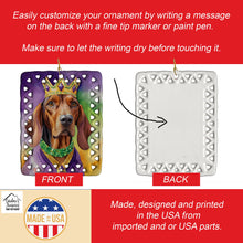 Load image into Gallery viewer, Redbone Coonhound King of Mardi Gras Porcelain Ornament