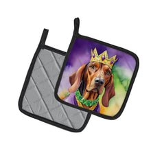 Load image into Gallery viewer, Redbone Coonhound King of Mardi Gras Pot Holders - Set of 2 Decorative Kitchen Helpers | Made in the USA