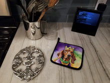 Load image into Gallery viewer, Redbone Coonhound King of Mardi Gras Pot Holders - Set of 2 Decorative Kitchen Helpers | Made in the USA