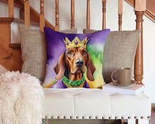 Load image into Gallery viewer, Redbone Coonhound King of Mardi Gras Throw Pillow - 14x14 Decorative Pillow – Art for Your Home &amp; Patio