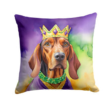 Load image into Gallery viewer, Redbone Coonhound King of Mardi Gras Throw Pillow - 14x14 Decorative Pillow – Art for Your Home &amp; Patio