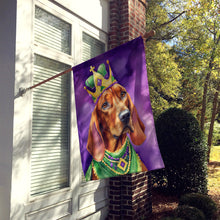 Load image into Gallery viewer, Redbone Coonhound King of Mardi Gras House Flag