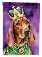 Load image into Gallery viewer, Redbone Coonhound King of Mardi Gras House Flag