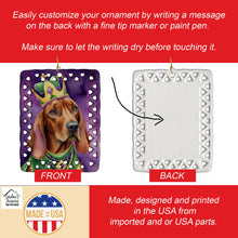 Load image into Gallery viewer, Redbone Coonhound King of Mardi Gras Porcelain Ornament
