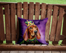 Load image into Gallery viewer, Redbone Coonhound King of Mardi Gras Throw Pillow - 14x14 Decorative Pillow – Art for Your Home &amp; Patio