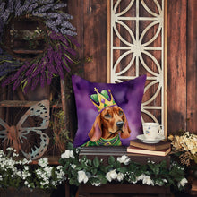 Load image into Gallery viewer, Redbone Coonhound King of Mardi Gras Throw Pillow - 14x14 Decorative Pillow – Art for Your Home &amp; Patio