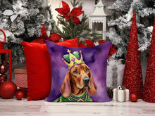 Load image into Gallery viewer, Redbone Coonhound King of Mardi Gras Throw Pillow - 14x14 Decorative Pillow – Art for Your Home &amp; Patio