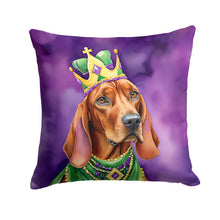 Load image into Gallery viewer, Redbone Coonhound King of Mardi Gras Throw Pillow - 14x14 Decorative Pillow – Art for Your Home &amp; Patio