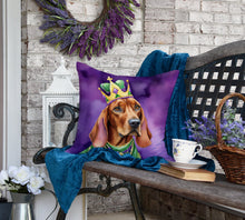 Load image into Gallery viewer, Redbone Coonhound King of Mardi Gras Throw Pillow