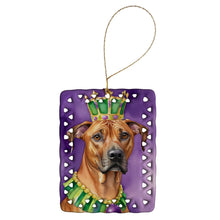 Load image into Gallery viewer, Rhodesian Ridgeback King of Mardi Gras Porcelain Ornament